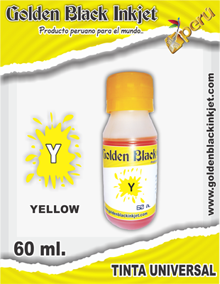 Frasco 60ml. de Tinta YELLOW para Recarga de Cartuchos HP, Canon, Lexmark